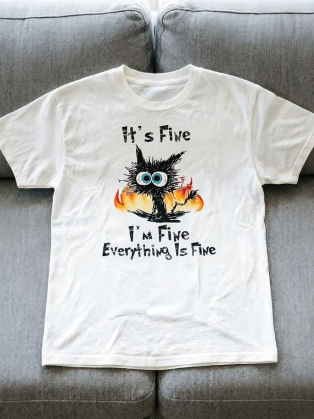 "All's Well" Cat Pattern Fun Emoticon Pack Cute White Women Men T-shirt unisex